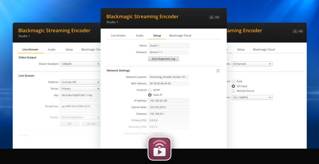 內附Blackmagic Streaming Utility